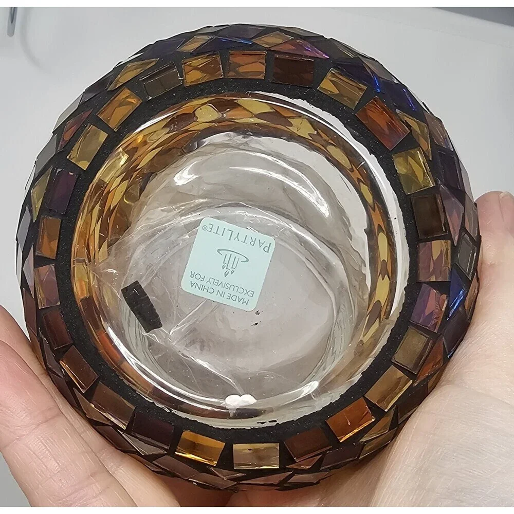PartyLite Global Fusion Votive Holder P8367 Mosaic Tile Glass Tealight Retired - Picture 7 of 12